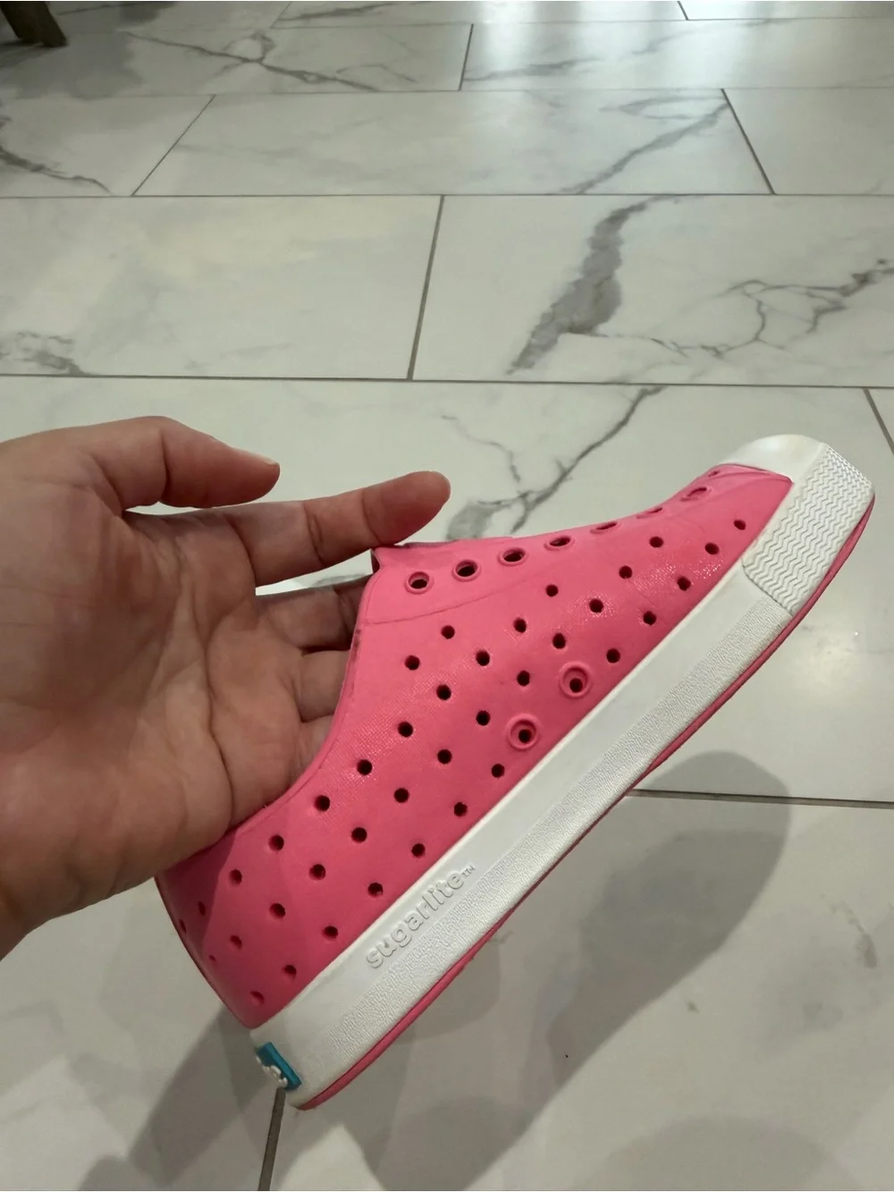 Native Kids Slip-On Water Shoe in Bright Pink with White Toe